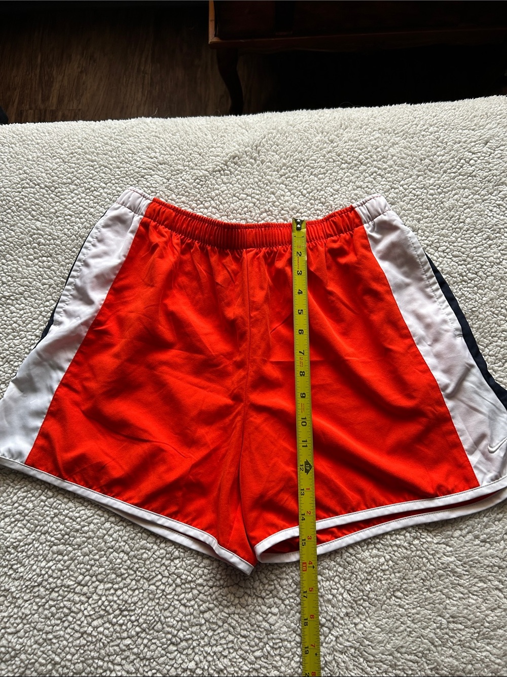 Nike Bright Orange Athletic Shorts with White Drawstring